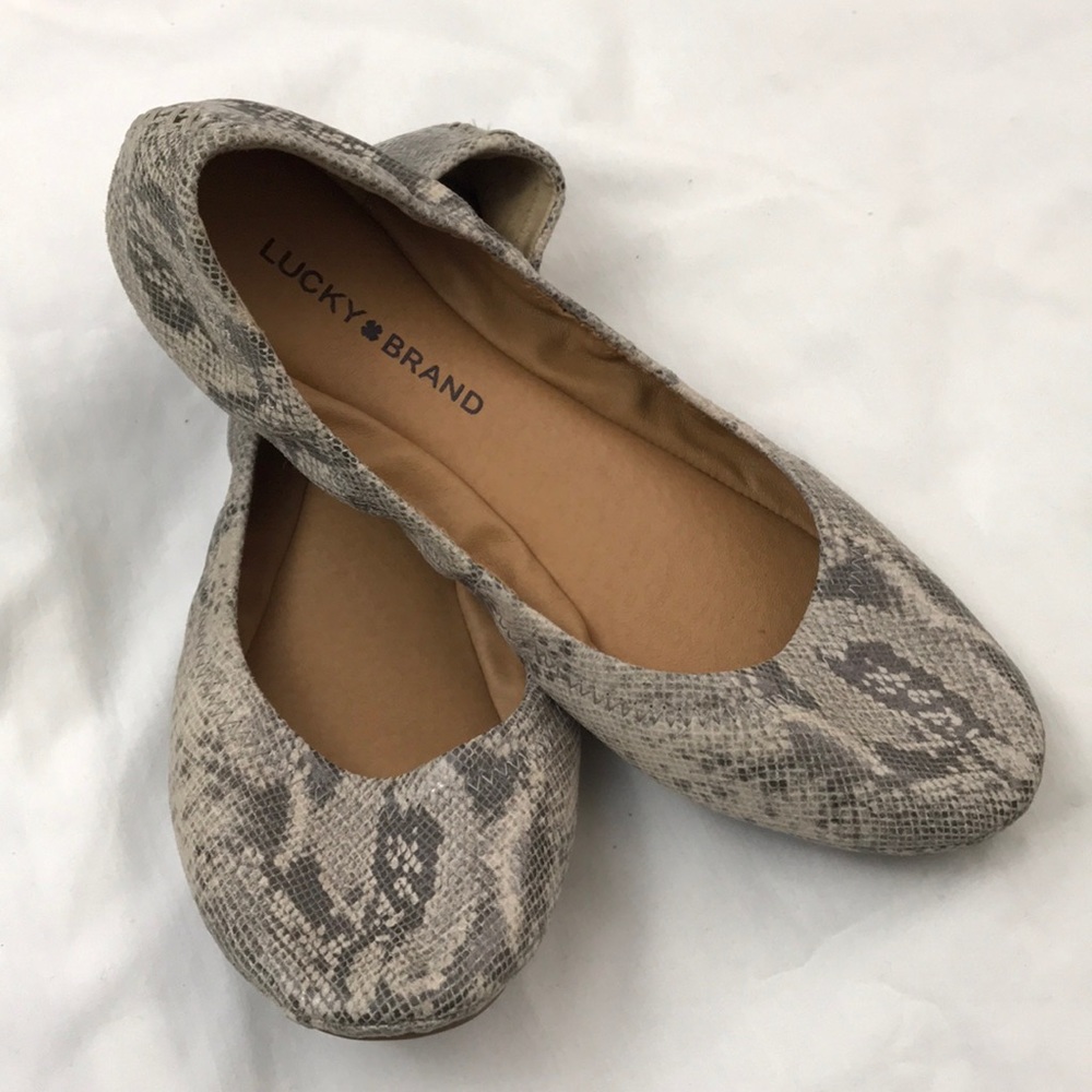 Lucky Brand Emmie Ballet Flats Snake Skin 8/38